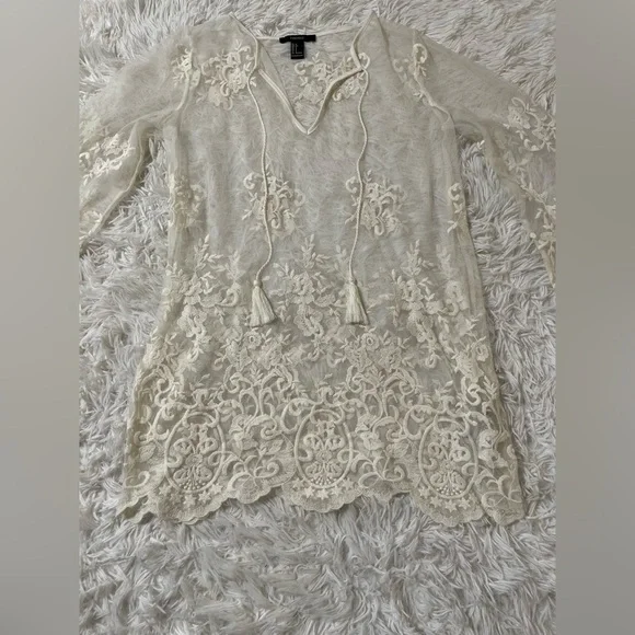 Forever 21 Whimsigoth Y2K Fairy Boho Festival Ethereal Western Resort Lace Top S - Picture 2 of 9